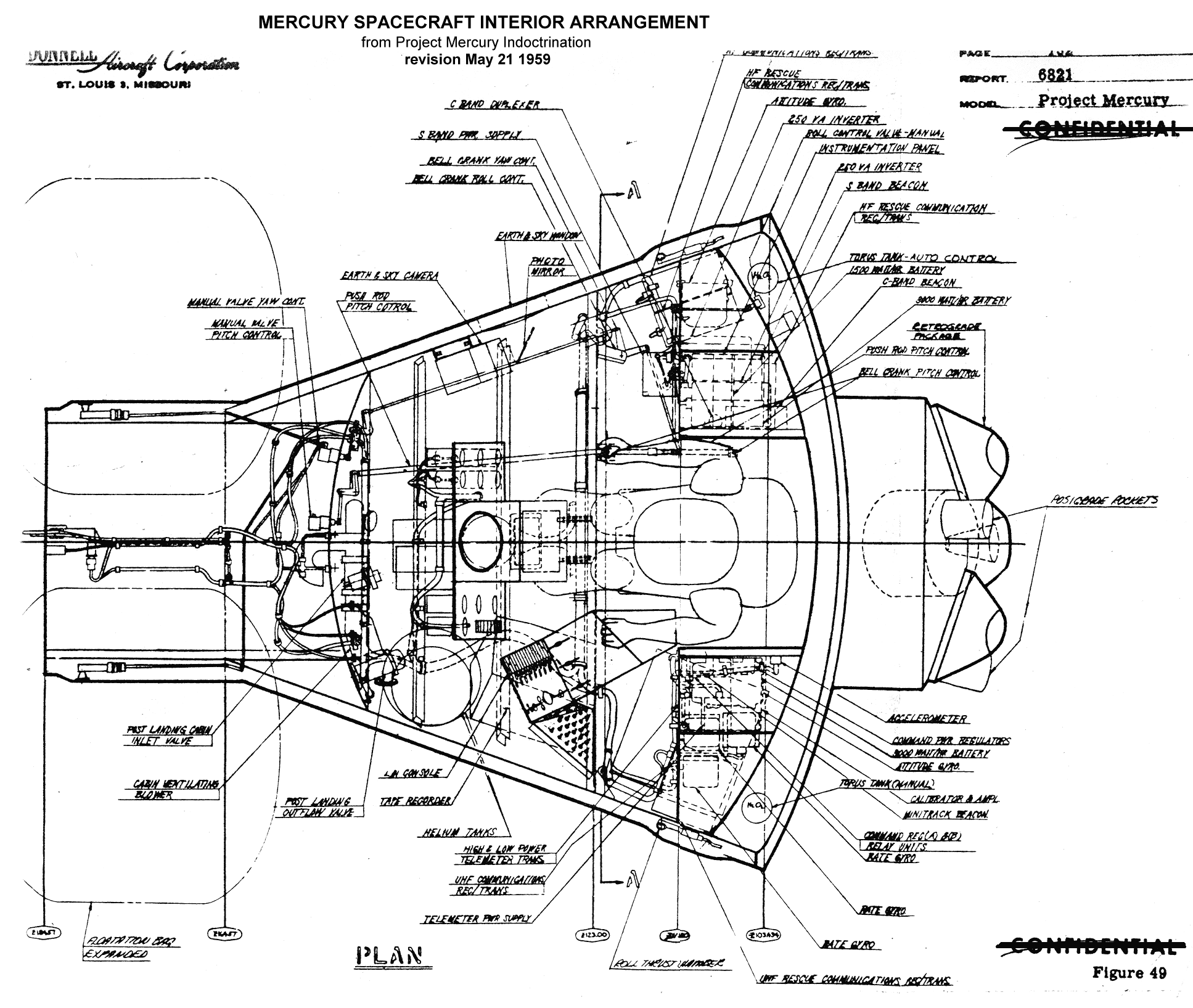 Projects Mercury Spacecraft Interior Arrangement